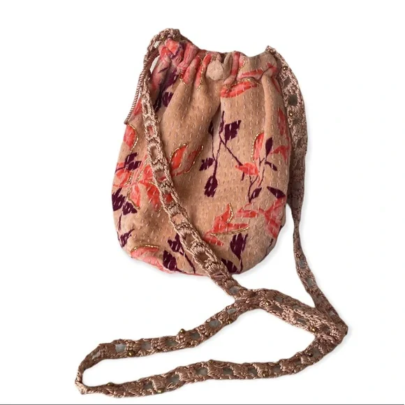 NWT Free People Velvet Moon Tote Bag Purse beaded detail red & pink avai… - Picture 6 of 9